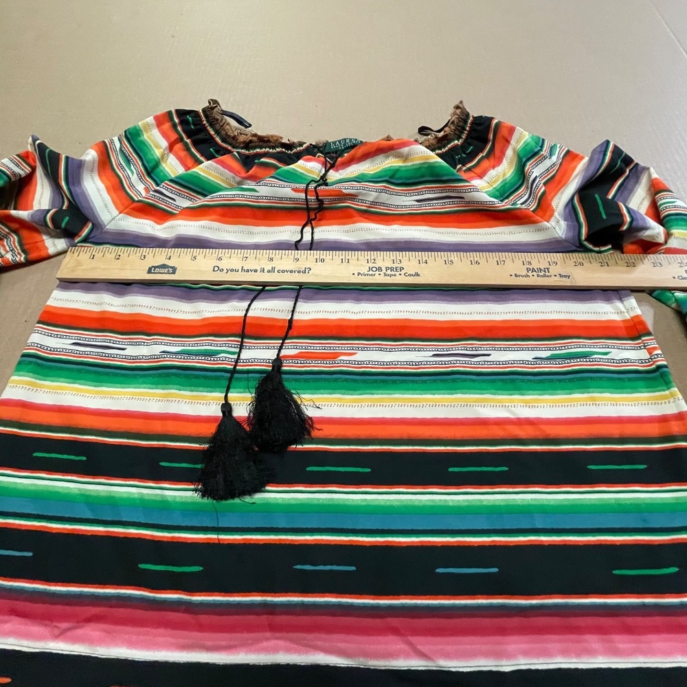 Lauren Ralph Lauren Women's Petite PL Off The Shoulder‎ L/S Striped Peasant Top - Picture 5 of 12